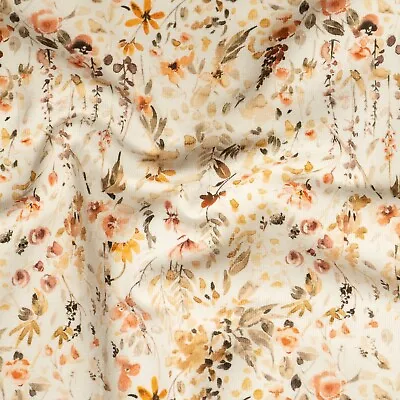 Cotton Jersey Fabric Ditsy Fall Floral Stretch Knit Dressmaking Fabric • £8.25