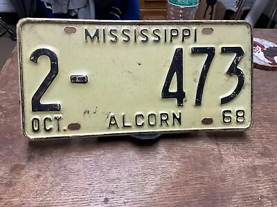 1968 Mississippi License Plate 2 473 Alcorn Vintage Rustic • $18.25