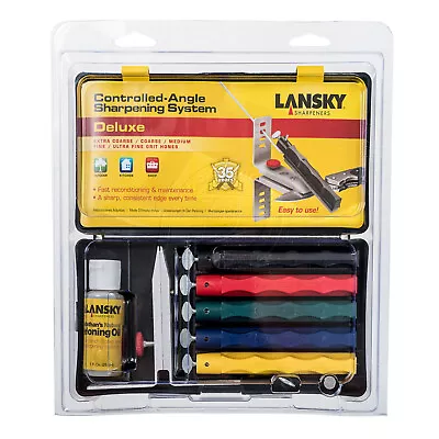 Lansky 5 Hone Stone Deluxe Controlled Angle Knife Sharpening System Set LKCLX • $124.55