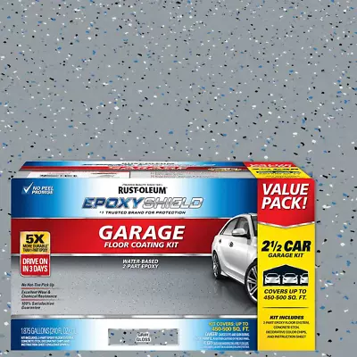 Rust Oleum Epoxy Shield Protect Gray Garage Floor Coating Kit High Gloss 2.5 Car • $206.09