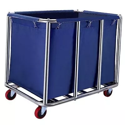 Commercial Laundry Cart With Wheels 400L Capacity Sturdy Steel Frame Blue • $204.89