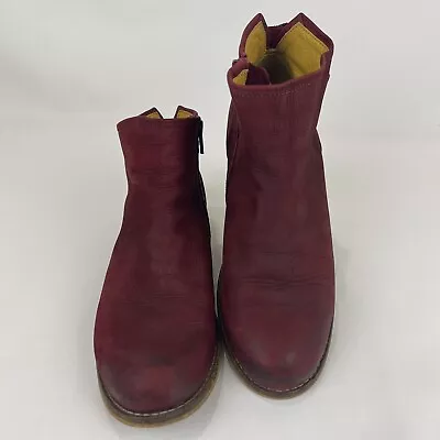 Jafa 207 Womens Leather Ankle Buckle Boots Ruby Red Zipper Clouser Size 9 EU 40 • $59.99