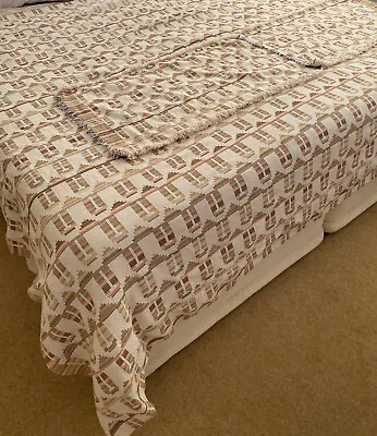 Egyptian Cotton King Size Quilt Bedspread Blanket Pillows Set 245x180cm Beige • £49.95