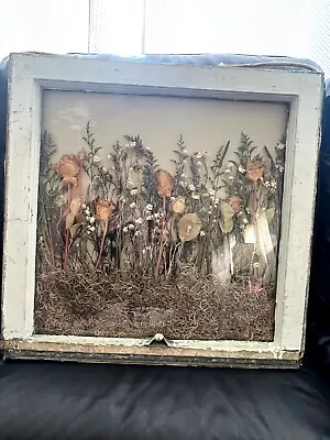Vintage Window Floral Wall Art Dried Real Flowers Handcrafted Real Wood • $195