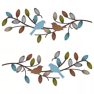 2 Pcs 15.7 Inch Bird Wall Decor Hanging Bird Wall Art Colorful Metal Tree Lea... • $34.15