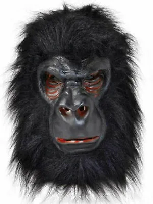 Gorilla Mask Full Overhead Latex Fur Ape Monkey Fancy Dress Costume Outfit • $27.63