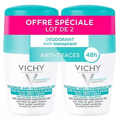 VICHY Intensive 48H Deodorant Anti-Perspirant Anti-White & Yellow Mark - 2x50ml • $26.99