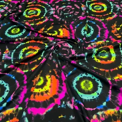 Spandex Fabric Retro Psychedelic Print Stretch By Yard For Swimwear Dancewear • $12.99