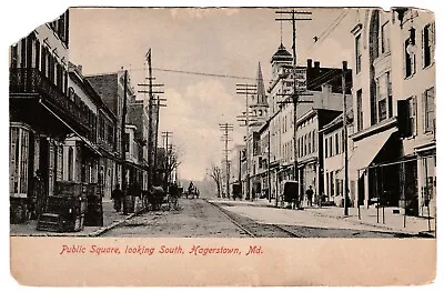 Public Square Looking South Hagerstown MD UNP Vtg Maryland Rotograph Co UDB PC • $1.99