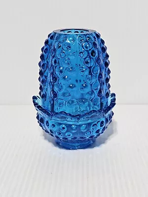 Fenton Hobnail Fairy Light Colonial Cobalt Blue 2 Piece Glass Fairy Lamp Vintage • $49.99