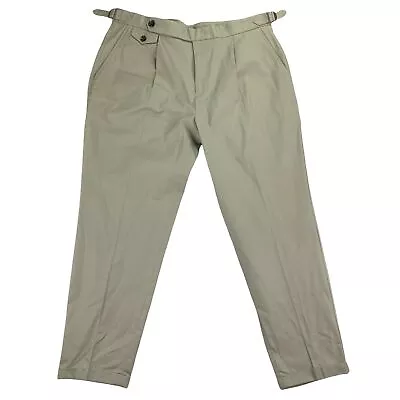 Tasso Elba Mens Pleated Cuffed Bottom Fashion Ankle Pants Beige 34x30 • $18.15