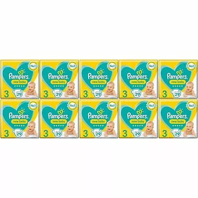 290 X Pampers New Baby Size 3 - Carry Pack - With Protection For Sensitive Skin • £68.41