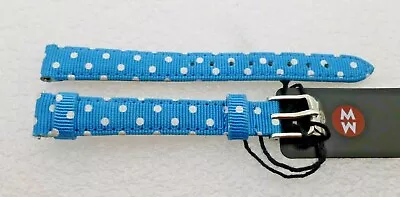 Genuine Michele 12mm Blue With White Dots Grosgrain  Watch Band Strap NEW • $18.77