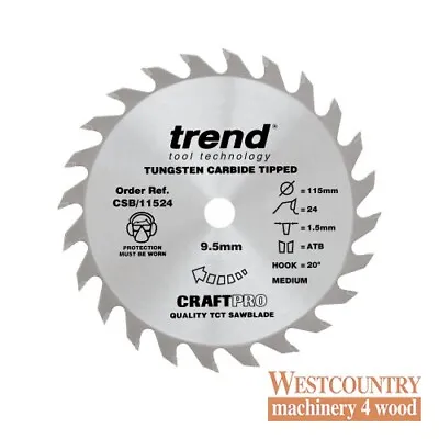 Trend CraftPro Thin Kerf Cordless Saw Blade - 115mm Dia X 1.5 Kerf X 9.5 Bore 24 • £12.68
