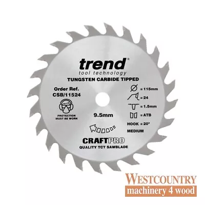 Trend CraftPro Thin Kerf Cordless Saw Blade - 115mm Dia X 1.5 Kerf X 9.5 Bore 24 • £12.68