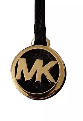 MICHAEL KORS GOLD MK LOGO CHARM / ADMIRAL Navy BLUE LEATHER HANDBAG FOB HANG TAG • $9.99