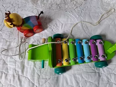 £5.99 • Buy Wooden Pull Along Toys Xylophone Crocodile And Dog