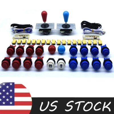 $54.99 • Buy 2 Players Arcade Buttons And Joystick Kit Controller USB Encoder MAME HAPP DIY