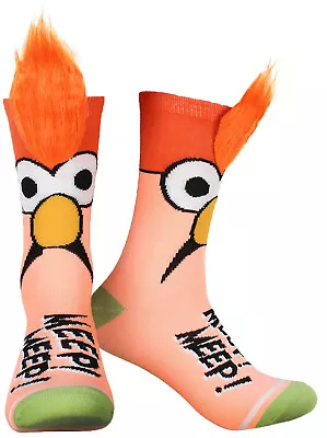 The Muppets Beaker Meep Meep Fuzzy Hair Adult Crew Socks • $17.95