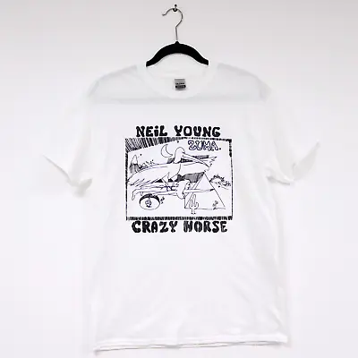 Neil Young - Crazy Horse Zuma White T-Shirt Folk Rock Reprise Records • £11.99