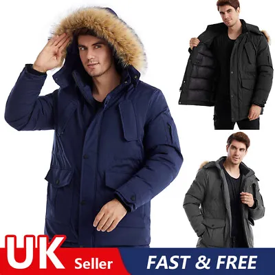 £36.99 • Buy UK Winter Mens Crosshatch Parka Parker Fleece Padded Lined Fur Hood Jacket Coat