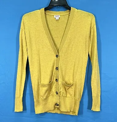 MOSSIMO Gold LIGHTWEIGHT Cotton Knit V-NECK Button-Up PREPPY Cardigan Sweater XS • $8.10