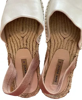 Zara Basics Cream Leather Slingback Espadrilles Size EU36 US 5.5 • $10.50