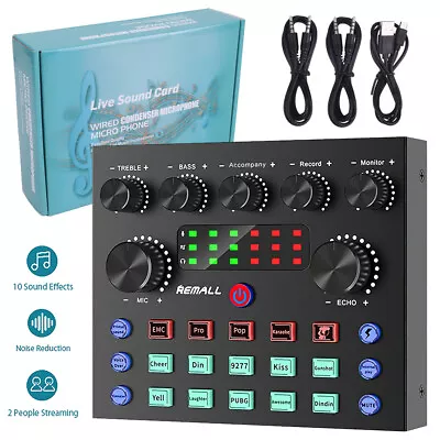 Sound Card V8S USB Audio Mixer Karaoke For Singing Chatting Live Video Streaming • £14.91