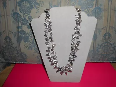 Vtg Gray Blister Pearl 2 Strand Necklace W/ Crystal Quartz Chips 18  +  Extender • $23