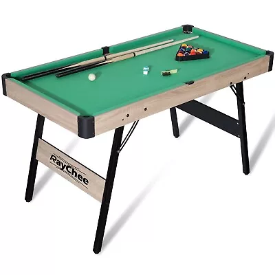 4.5Ft Pool Table Foldable Billiard Table Kid Adult Mini Game Table 2 Stick Green • $137.99