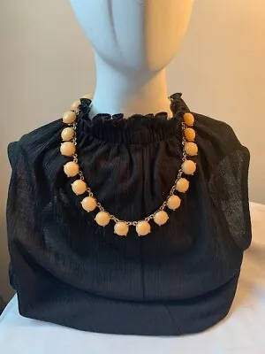 J Crew Signed Bubble Statement Necklace Gold Tone With Peach Cabachon Stones • $14.72