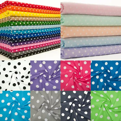 £2.80 • Buy PEA PIN LARGE SPOT SPOTTY DOT FABRIC Red Blue Pink POLYCOTTON MATERIAL 1/2 Metre