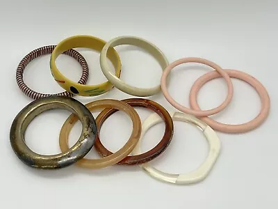 Vintage Lot Of 9 Plastic Bangle Bracelets In Various Colors And Shapes/Sizes • $17.58