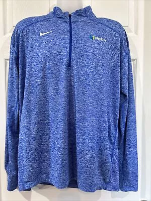 Nike Running Shirt 1/4 Zip Pullover Dri-Fit Blue Heather Met Life Logo Men's XL • $35.99