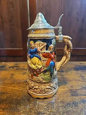 VTG 9  Ceramic With Pewter Lid German Style BEER STEIN Music Bix Toyo #M • $23.70