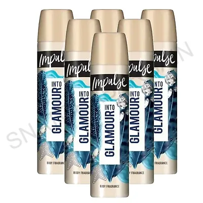 6 X IMPULSE BODY FRAGRANCE 75ml SPRAY INTO GLAMOUR SANDALWOOD & VANILLA • £12.99