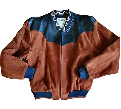 PIONEER WEAR Suede Western Bomber Jacket Size S 40 Cinnamon Black • $150