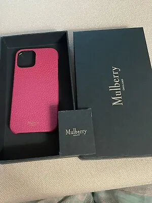 New Mulberry Pink Iphone 12 Heavy Grain Leather Cover Case In Box • £40