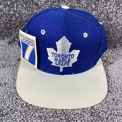 Vintage Toronto Maple Leafs Snapback Hat NHL Logo 7 Blue 90s NWT NOS FLAW • $34.95