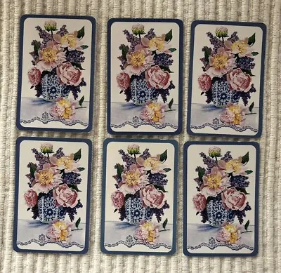 6 Vintage Playing Cards ~ Roses/Vase/Lace Bl ~ Collect/Swap/Crafting/Journaling • $1.25