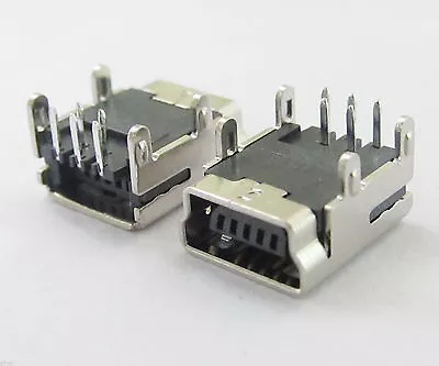 10pcs Mini 5 Pin USB Female Jack B Type DIP Right Angle 90°Socket Connector • $3.37