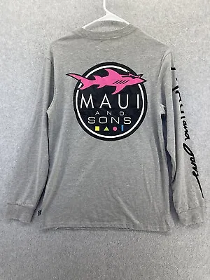 Maui And Sons Teen Long Sleeve TShirt Gray Solid Crewneck Size Medium Cotton • $17.50