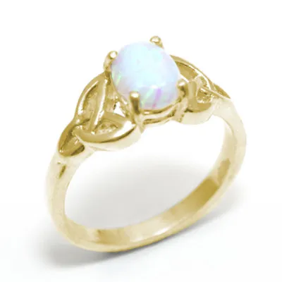$555.43 • Buy Trinity Knot Ring 9ct Gold 1ct Oval Unicorn Tear Cultured Opal 
