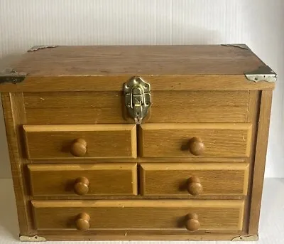 Vintage Oak Machinist Tool Chest Of Drawers - Collector Jewelry Box • $120