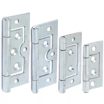 2x Silver Flush Hinges 40/50/60/75mm SMALL-LARGE Cabinet Cupboard Door Furniture • £3.69