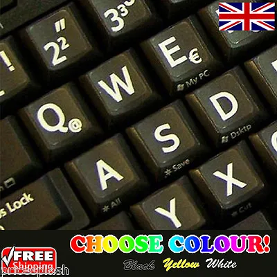 German LARGE LETTER Non-Transparent Keyboard Stickers Computer Laptop 4 Colours • £1.99