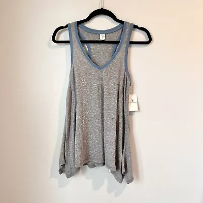 NWT Volcom Heather Gray Blue Tank Top Racerback Sharkbite Hem Lightweight Sz XS • $8