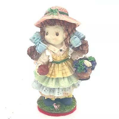 K's Collection 4  Resin Figurine Child Pink Hat Pink Green Blue Dress W/ Apple • $5.49