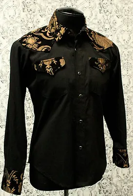 SHRINE GOTH GOTHIC Rocker TAPESTRY COWBOY STEAMPUNK WEDDING VICTORIAN SHIRT  • $109