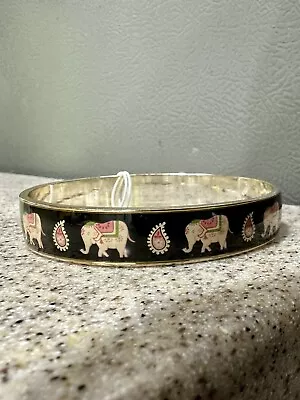 NWT! Vera Bradley Black Pink Paisley Elephant Bangle Bracelet 13601-079 • $35